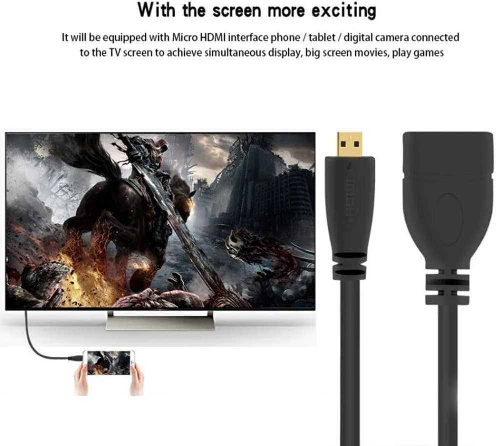 Chenyang Micro Hdmi į Hdmi moterišką 4k60hz Hdtv kabelio adapteris monitoriams, kameroms, 10 cm