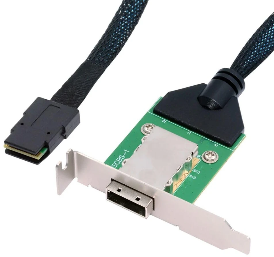 Chenyang mini sas sff-8087 36pin host to sff-8088 26pin external extension data cable pcba with low profile bracket