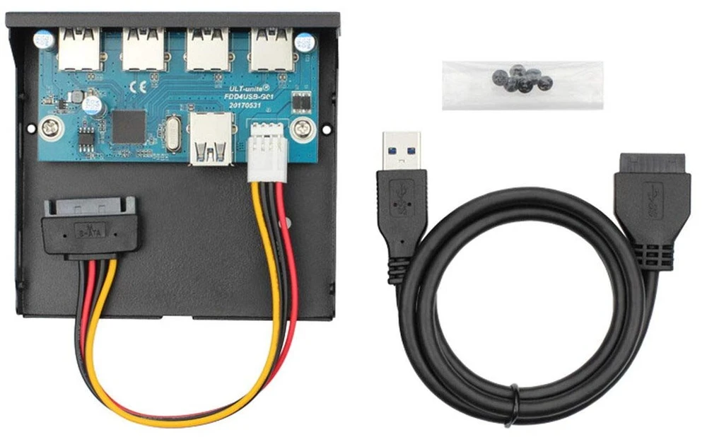 Chenyang usb 3.0 hub 4 portų priekinė panelė į pagrindinę plokštę 20 kontaktų adapteris su sata maitinimo kabeliu 3.5 colio diskelių įrenginio dėklui