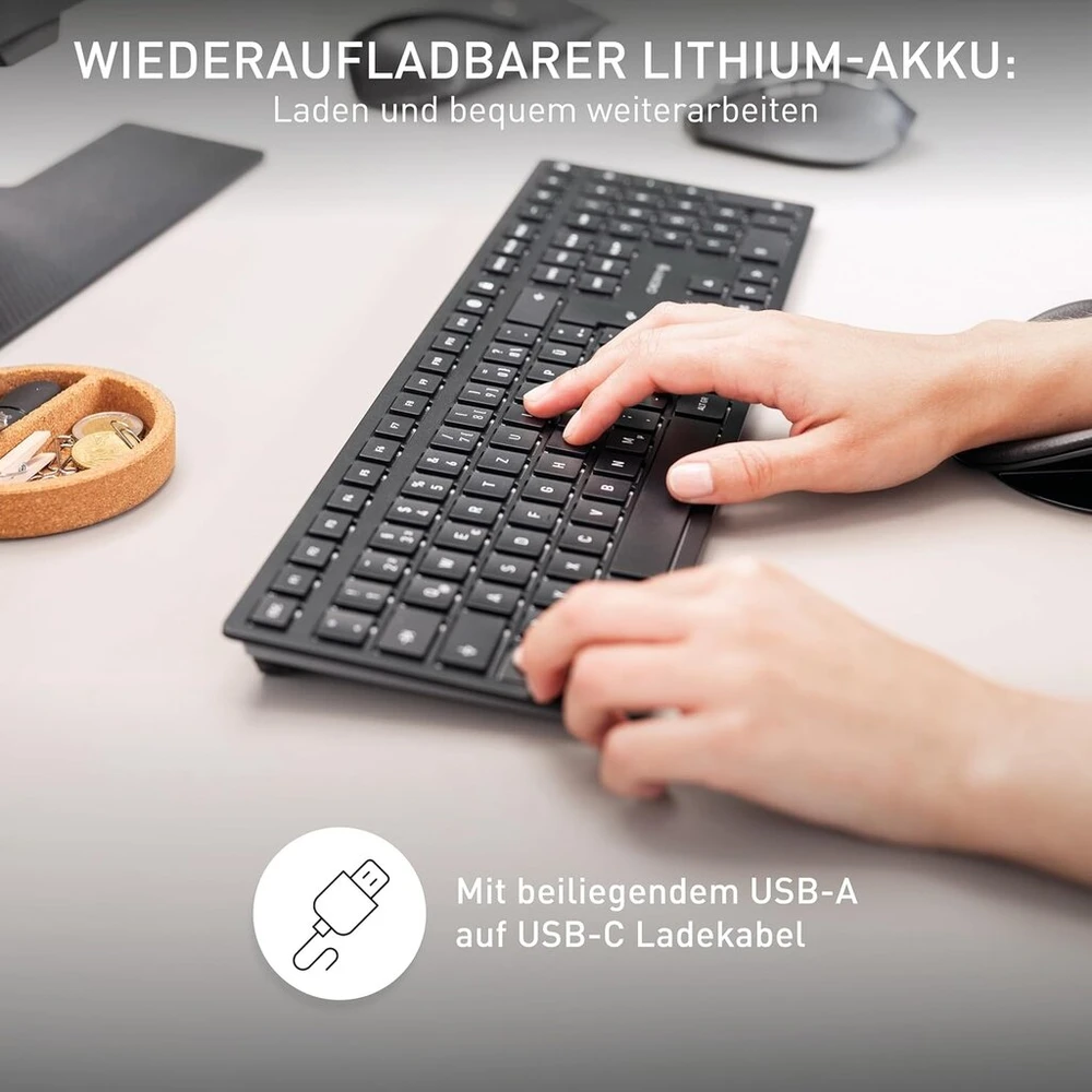 Cherry Kw 9100 Slim Belaidė klaviatūra, juoda/pilka