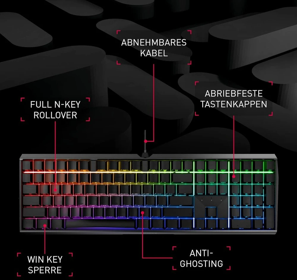Cherry mx board 3.0 s laidinė žaidimų klaviatūra su rgb apšvietimu, vokiškas išdėstymas (qwertz), mx silent red jungikliai, juoda