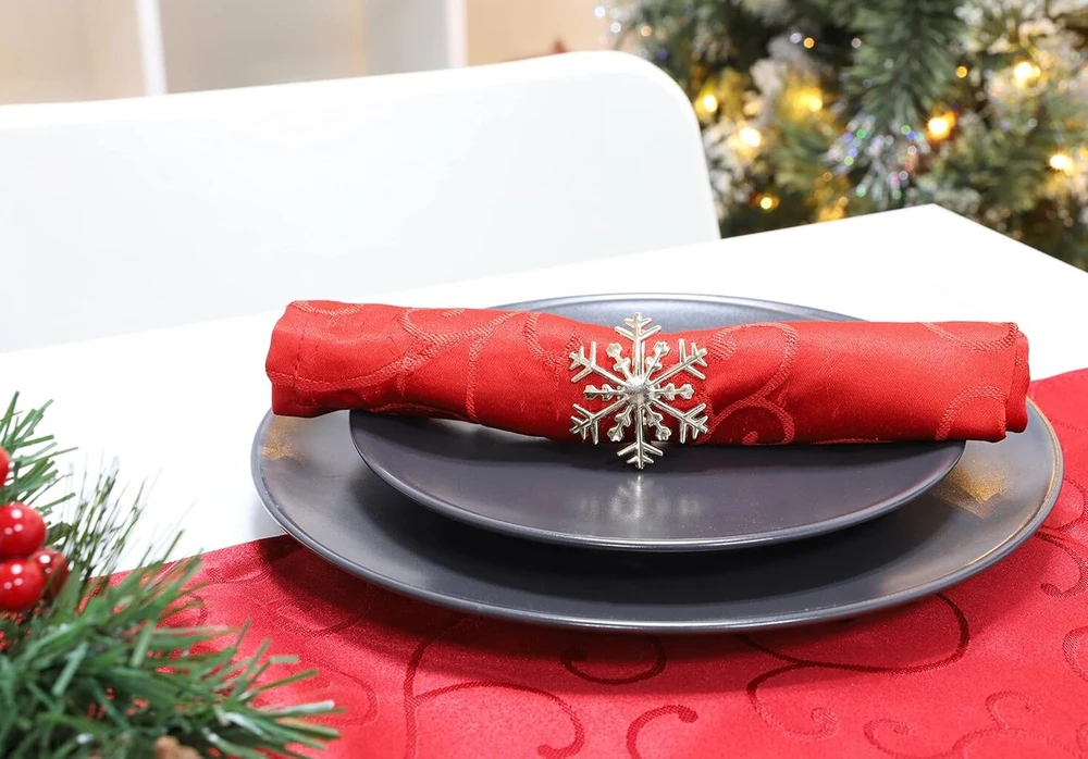 Christmas Concepts® 4 auksiniai servetėlių žiedai – prabangus kalėdinis servetėlių laikiklis – stalo dekoracija (snaigė)