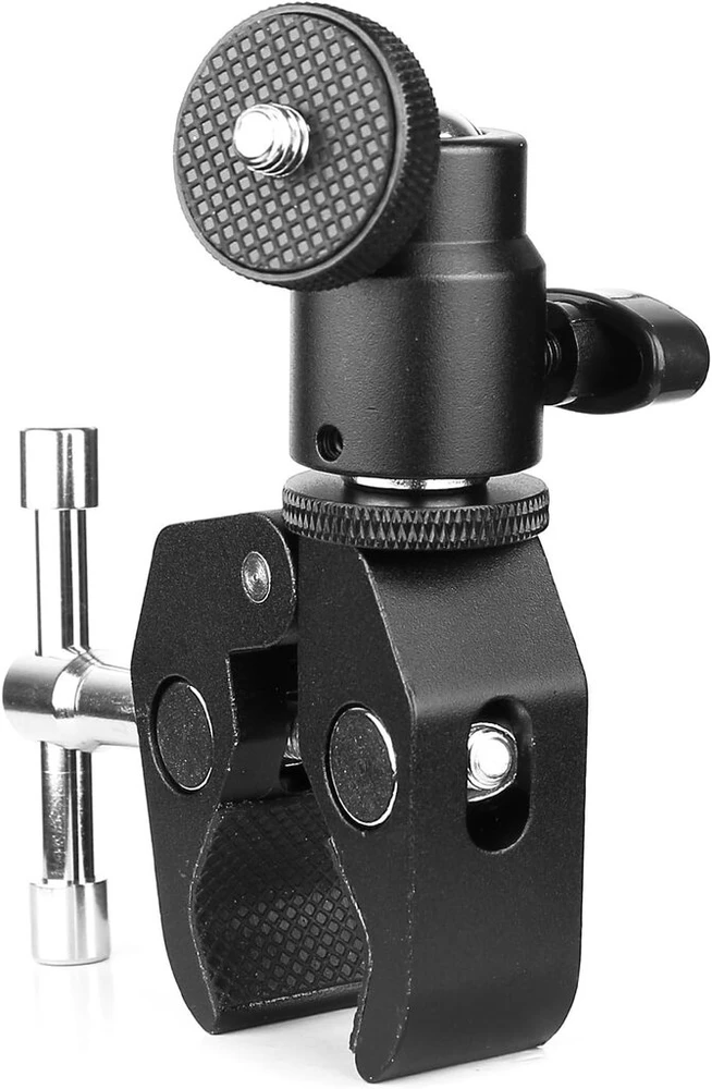 Chromlives kameros spaustuko laikiklis su rutuline galvute, super spaustukas ir mini rutulinė galvutė su 1/4"-20 trikojo sriegiu Lcd/dv monitoriui, blykstėms, mikrofonui