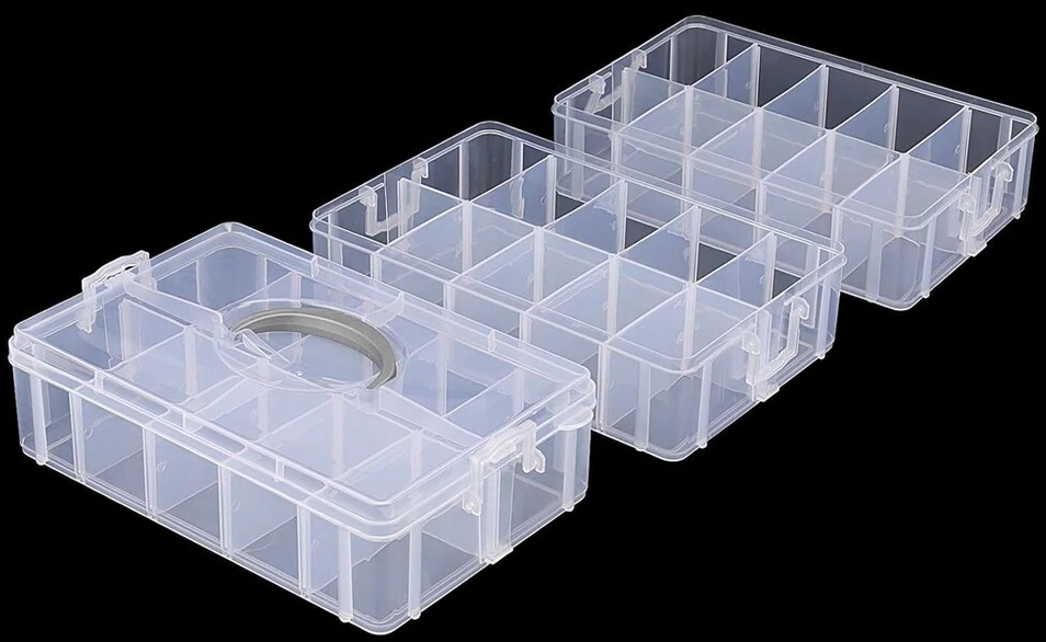Chuifai 3 aukštų rūšiavimo dėžė smulkioms detalėms, plastikinė dėžė su 30 skyrelių ir nešimo rankena, asortimento dėžės, rūšiavimo dėžė siuvimo reikmenims, rankdarbiams, papuošalams