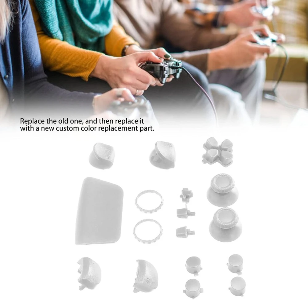 Ciciglow Gamepad mygtukai, L2 R2 pilnas mygtukų rinkinys, skirtas Ps5 žaidimų valdikliui, baltas