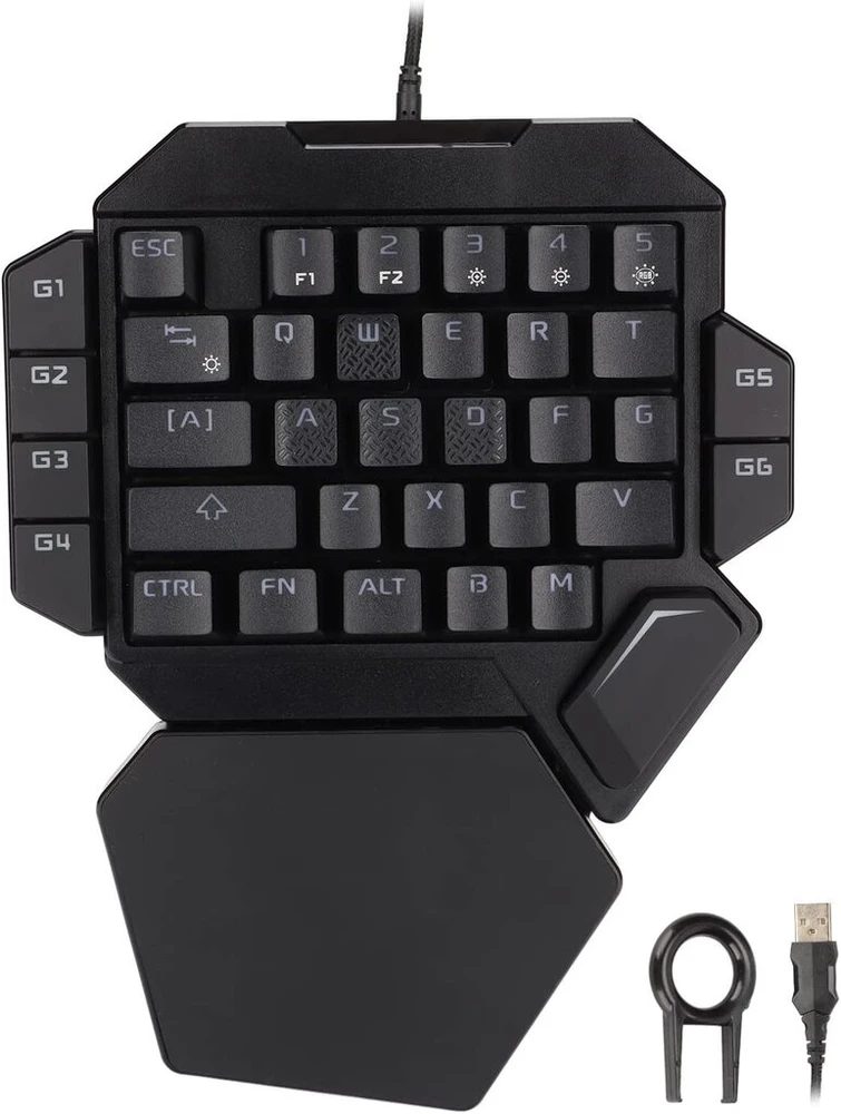 Ciciglow K50 vienrankė žaidimų klaviatūra, laidinė Rgb apšviesta mechaninė pusiau klaviatūra, 35 klavišai, nešiojama žaidimų klaviatūra, 6 programuojami klavišai, skirti Win 2000/xp/me/7/8/10, skirta Vista