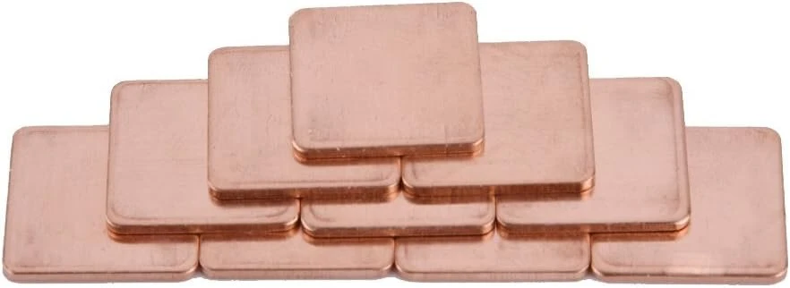 Ciciglow varinė šilumnešio poveržlė, 10 vnt., 20 x 20 mm Gpu Cpu terminė varinė šilumnešio pagalvėlė, 401 W/mk 0,3/0,5/0,8/1,0/1,2/1,5 mm nešiojamam stacionariam kompiuteriui (1 mm)