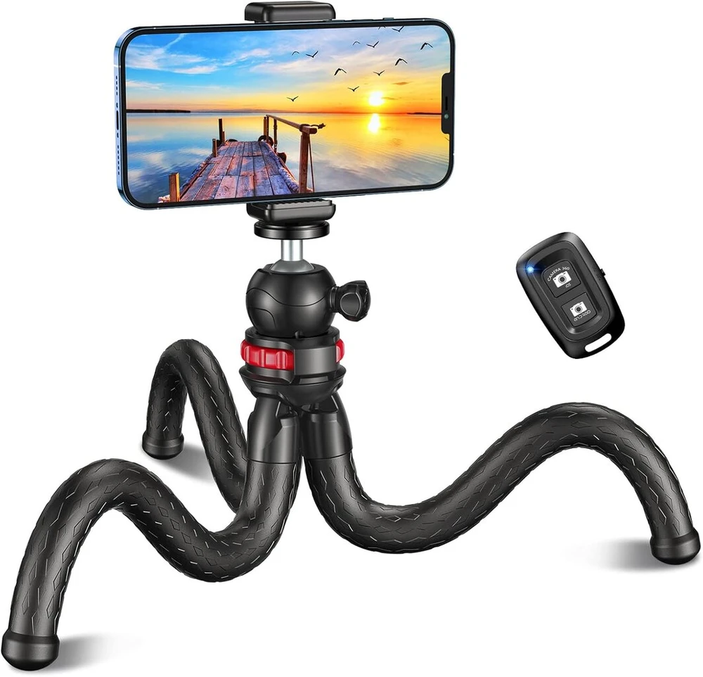 Objektyvas Cirycase Lankstus telefono trikojis, mini asmenukių lazda-trikojis išmaniesiems telefonams su belaidžiu nuotolinio valdymo pulteliu, 360° pasukamas nešiojamas fotoaparato trikojis, suderinamas su mobiliaisiais telefonais, foto ir video rinkiniais