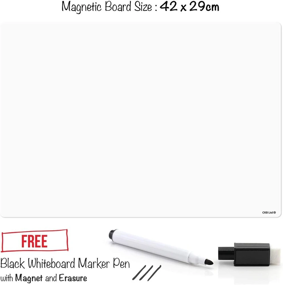 Ckb ltd® tuščia magnetinė lenta, skirta rašymui sausuoju būdu, magnetinė lenta šaldytuvui, magnetinė iškaba su žymekliu, balta lenta ir rašiklis - sausai valoma virtuvės atmintinė, didelė dienos meniu lenta, planuoklis (a3)