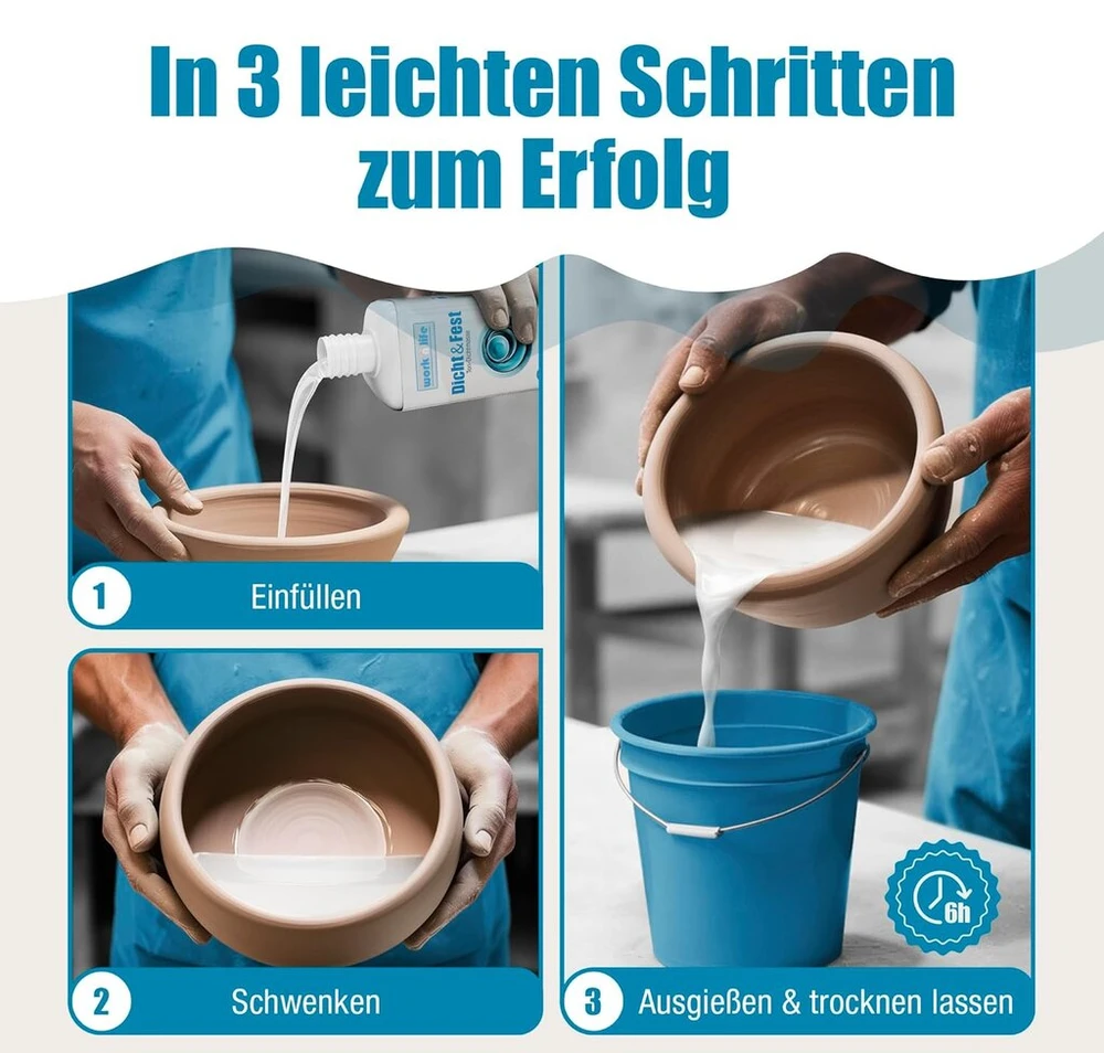 Clay Seal 250 ml - aukščiausios kokybės keraminis sandariklis moliui, betonui, terakotai - sandarinimas moliui - vandeniui atsparus ir be tirpiklių molio sandariklis - vandeniui atsparus sandariklis (250, g)