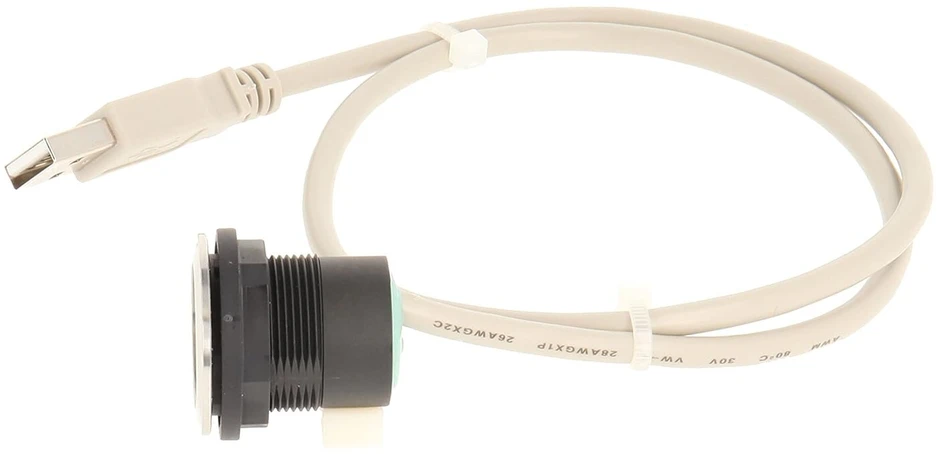Club 23.001.557 Usb lizdas iš nerūdijančio plieno su priekine ir galine dalimis, 1 x Usb A tipo moteriškas lizdas – 1 x A tipo vyriškas Usb 2.0 kabelis, ilgis: 60 cm; metalinis