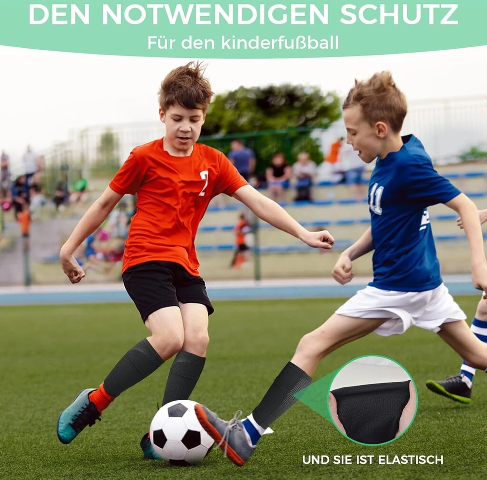Cnmtcco Futbolo blauzdų apsaugos vaikams, tinkamos paaugliams, kurių ūgis 140–160 cm