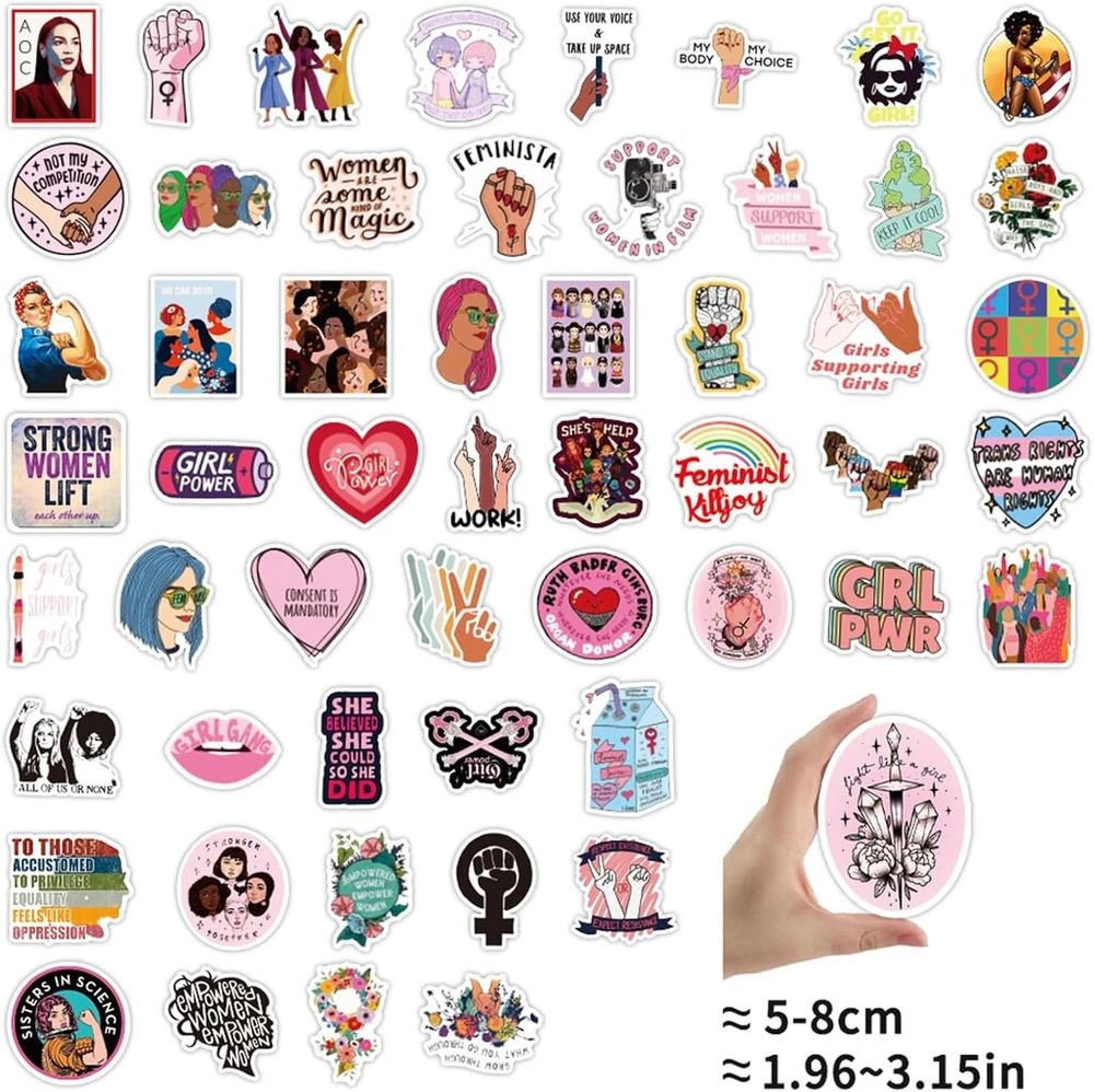 Cobee feministiniai lipdukai, 100 vienetų girl power lipdukų, vandeniui atsparūs viniliniai lipdukai, mergaitėms moterims, dovanos nešiojamam kompiuteriui, šalmui, kepurėms, vandens buteliams, automobilio lipdukai