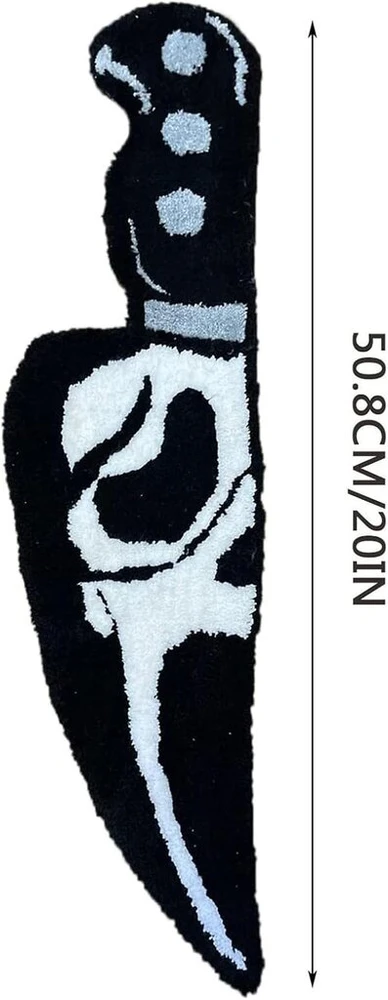 Lova Cocoarm kilimas su kaukolės peiliu, siaubo klyksmo peilio kilimas miegamojo sofai prie lovos, grindų kilimėlis, namų pasveikinimo dekoras, ghostface kilimas (50 cm)