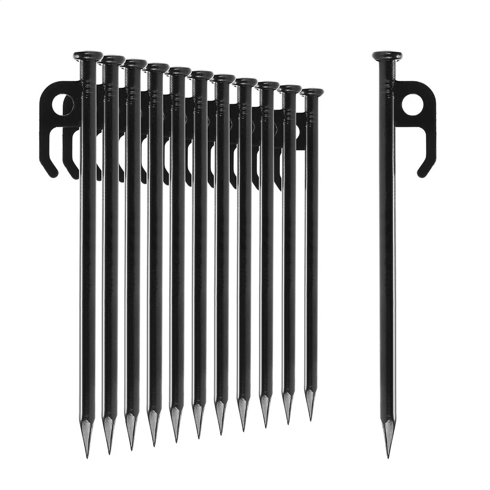 Com-four® 12 x plieniniai palapinės kuoliukai - ilgi ir tvirti kuoliukai stovyklavimui ir naudojimui lauke - idealūs normaliam ir kietam gruntui - 20 cm