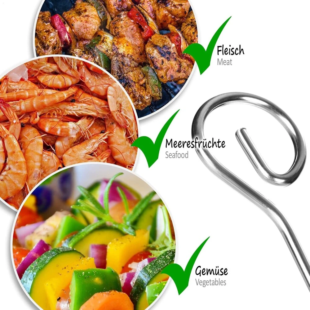 Com-four® 32 vnt. nerūdijančio plieno iešmai, 22 cm, ilgi mėsos iešmai, aukščiausios kokybės iešmai, daržovių iešmai rinkinyje Bbq, kepsninei, mėsai, kebabams ir daržovėms (22 cm - 32 vnt.)