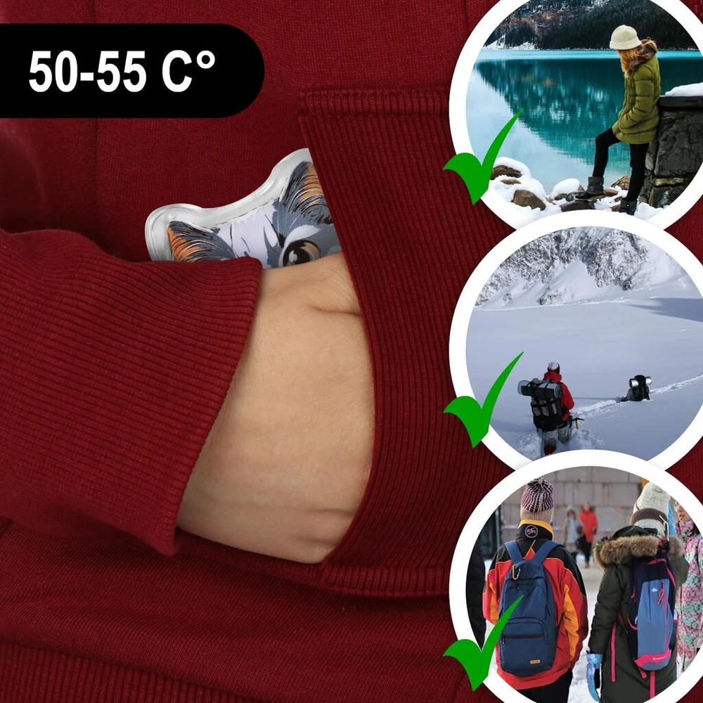 Com-four® 4 x Daugkartiniai kišeniniai šildytuvai su katės motyvu