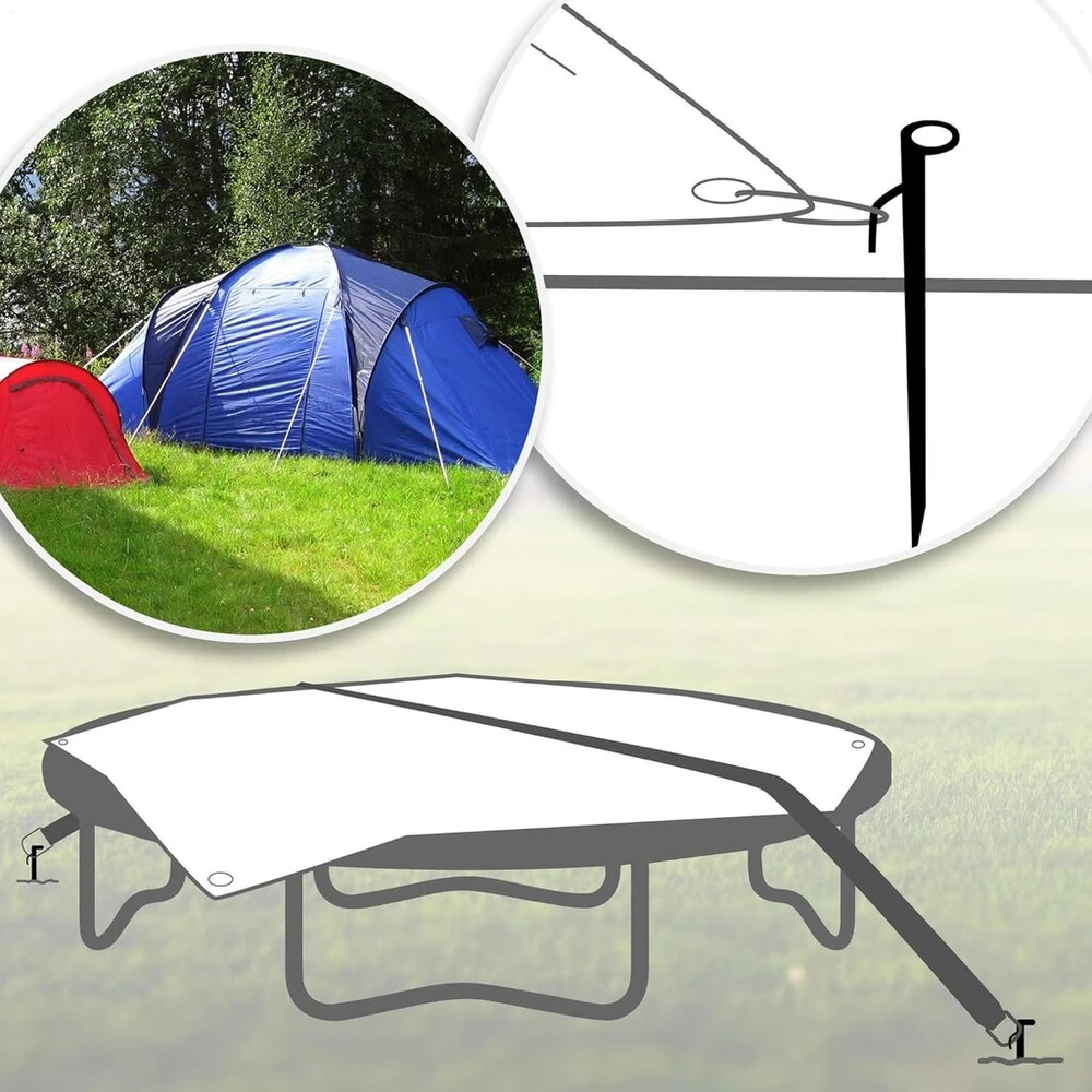 Com-four® 4 x dideli plieniniai palapinės kuoliukai su v profiliu ir žiedu - tvirti kuoliukai apsaugai nuo audros - žemės inkarai - batuto tvirtinimas - tento apsauga, apie 38 cm