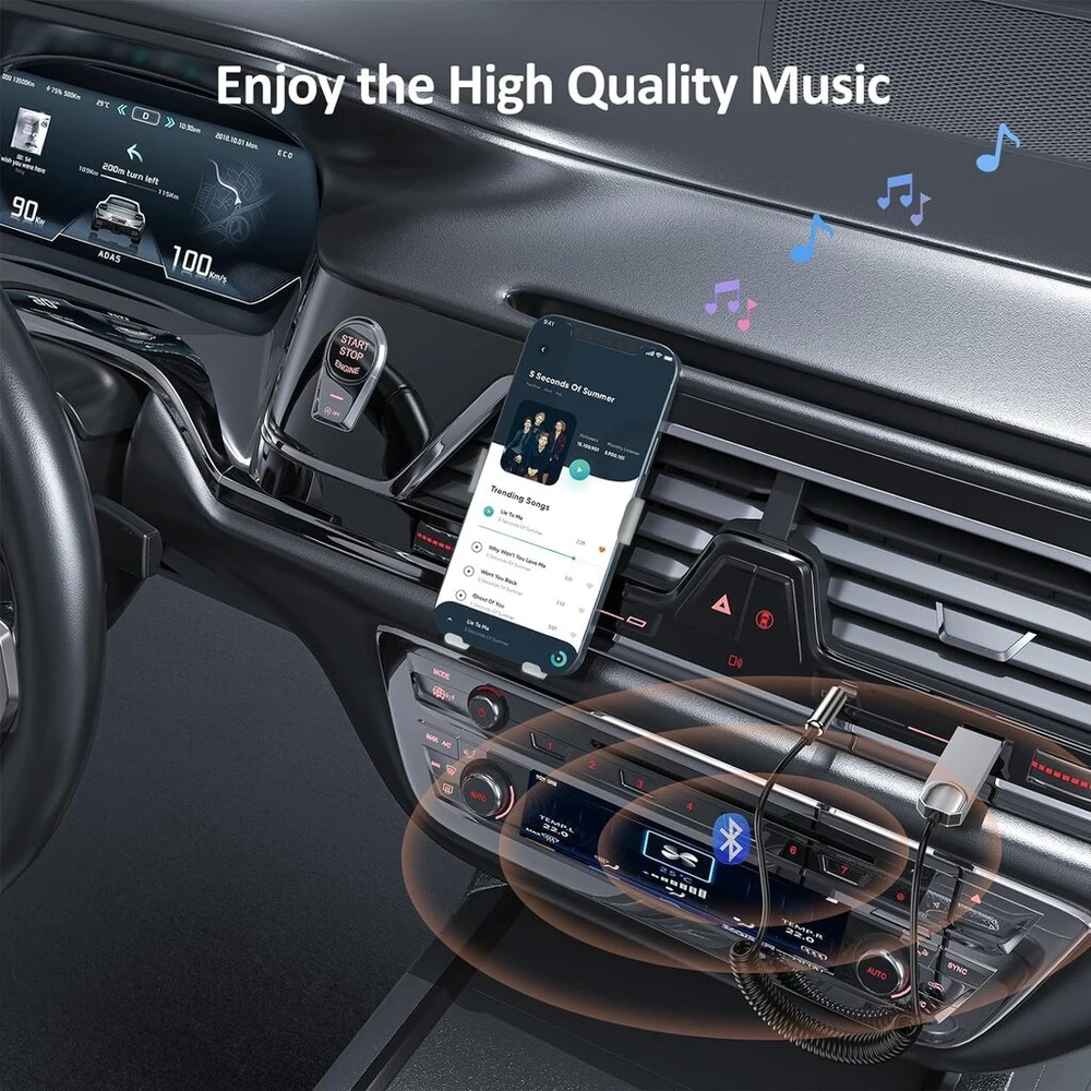Comblu bluetooth aux adapteris automobiliui, automobilinis aux bluetooth 5.0 belaidis imtuvas pintas usb į 3.5 mm lizdo adapteris su įmontuotu mikrofonu bluetooth automobilių rinkiniai laisvų rankų įrangai