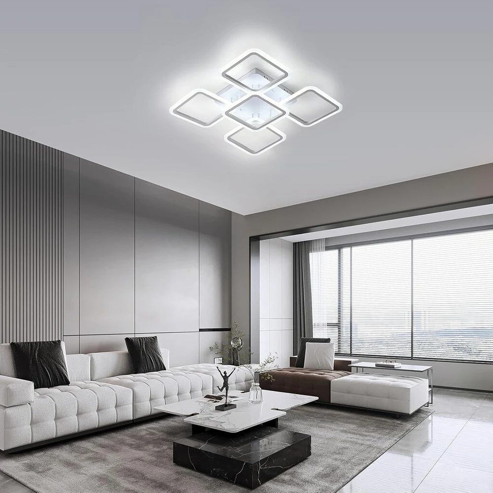 Comely Led lubų šviestuvas, 61 W, 7000 Lm, kūrybingas 5 galvučių kvadratinis Led lubų šviestuvas, akrilinis baltas lubų apšvietimas, modernus Led miegamojo, svetainės šviestuvas, šaltai balta 6500 K