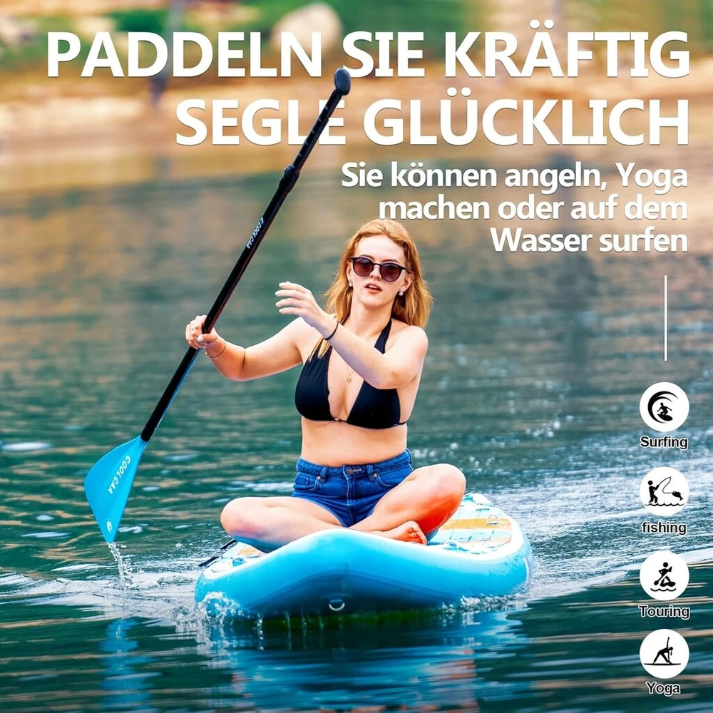 Coolcaa 354 cm x 86 cm x 15 cm irklentė su premium klasės priedais, keliamoji galia iki 210 kg, sup lenta suaugusiems ir paaugliams, visų lygių