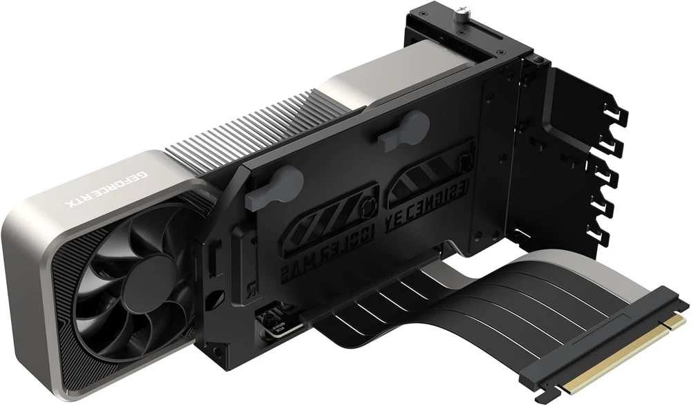 Cooler Master Vertical Gpu Holder Kit V3 - skirtas E-atx/atx/matx Pc korpusams ir Pci-e 4.0 įrenginiams, pritaikomas modulinis vaizdo plokštės laikiklis, storas Sgcc plieno laikiklis, įskaitant 165 mm riser kabelį - juodas