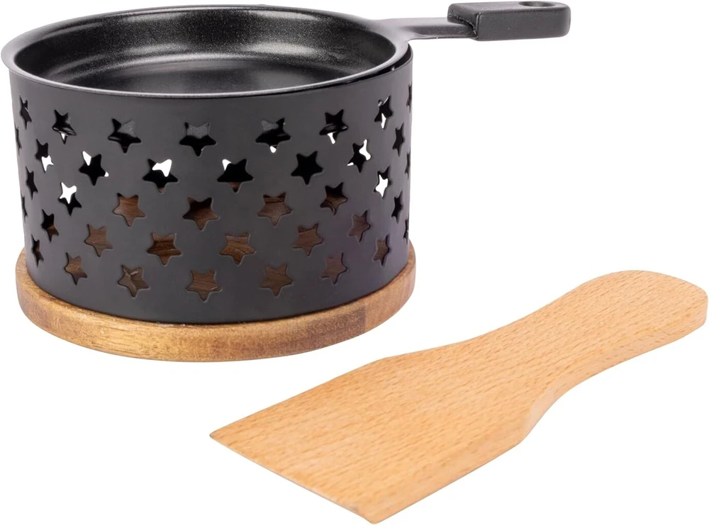 Cosy & Trendy apvalus raclette įrankis, nerūdijantis plienas + 1 mentelė, 1 asmeniui, juodas