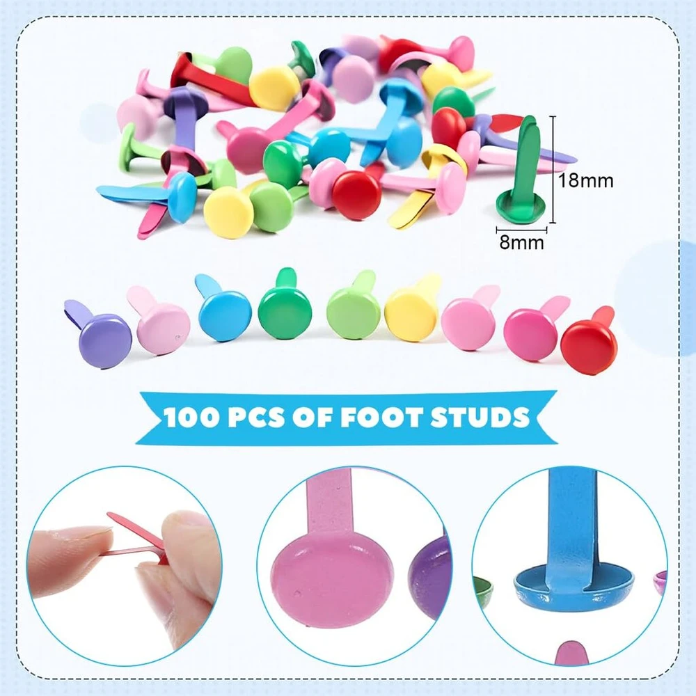 Coyun 100 vienetų rinkinys, apvalūs raštuoti maišelių segtukai, spalvingi raštuoti segtukai su skylamušiais, mini apvalūs brads, mini metaliniai brads biurui, mokyklai, scrapbooking'ui, rankdarbiams, "pasidaryk pats" projektams
