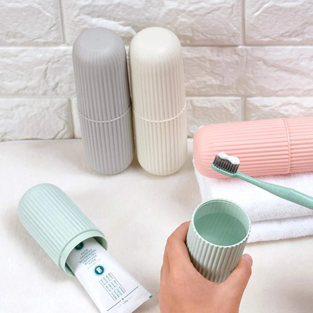 Cozlly 3 dantų šepetėlių dėklų rinkinys kelionėms, dantų šepetėlių puodelis, nešiojamas, plastikinis dantų šepetėlių laikiklis, burnos skalavimo skysčio puodelis, dantų šepetėlių laikymo dėžutė, dantų šepetėlių dėklas kelionėms, stovyklavimui, lauke, balt