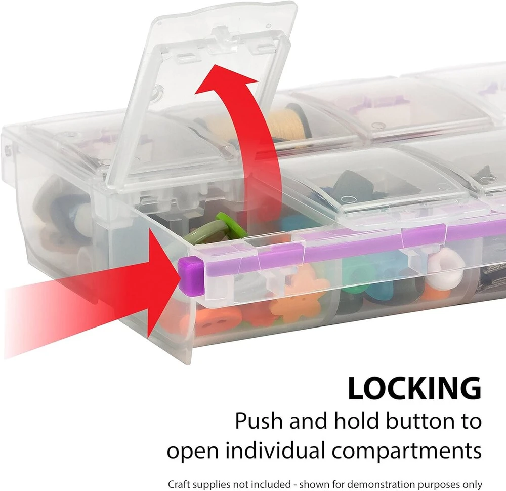 Craft Mates Lockables 2xl organizatorius su 14 skyrių, 23,5 x 10,8 x 3,2 cm