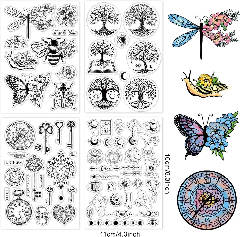Craspire 4 stilių tarot gyvybės medis drugelis skaidrus guminis antspaudas retro permatomas silikoninis antspaudas skirtas žurnalų kortelių gamybai "pasidaryk pats" scrapbooking rankų darbo nuotraukų albumui sąsiuviniui