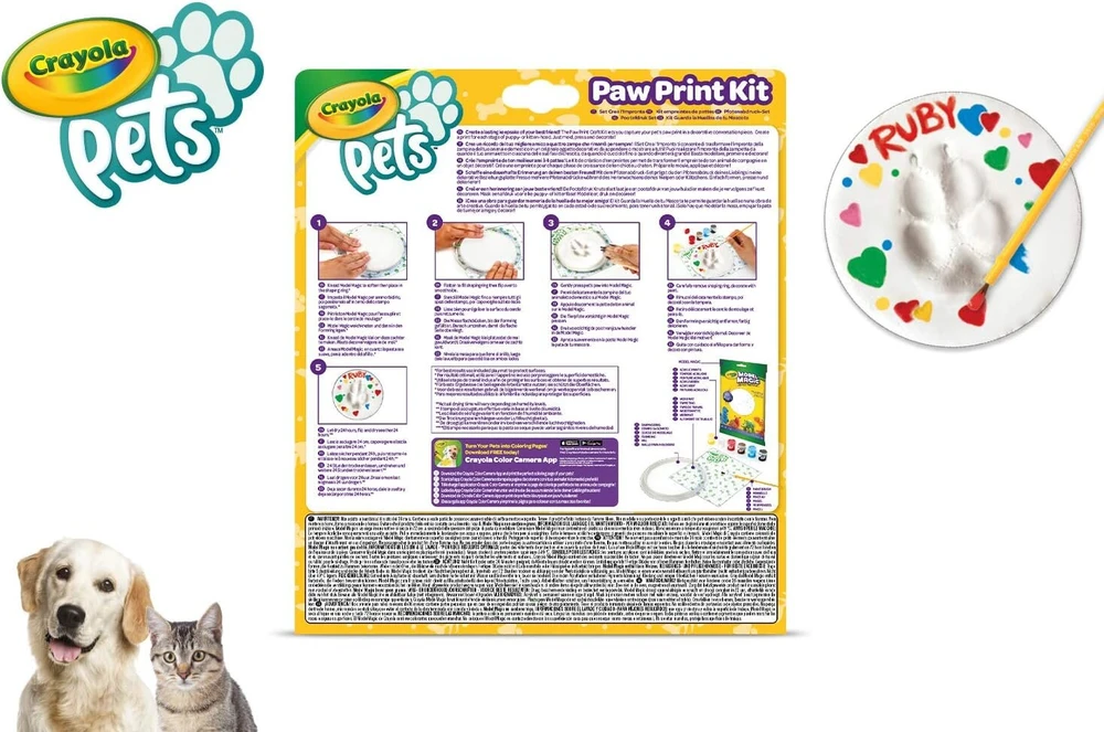 Crayola 57-0202 rinkinys leidžia sukurti pėdsaką, kad jūsų augintinio letenos atspaudą paverstumėte dekoratyviniu objektu, kurį išsaugosite amžinai