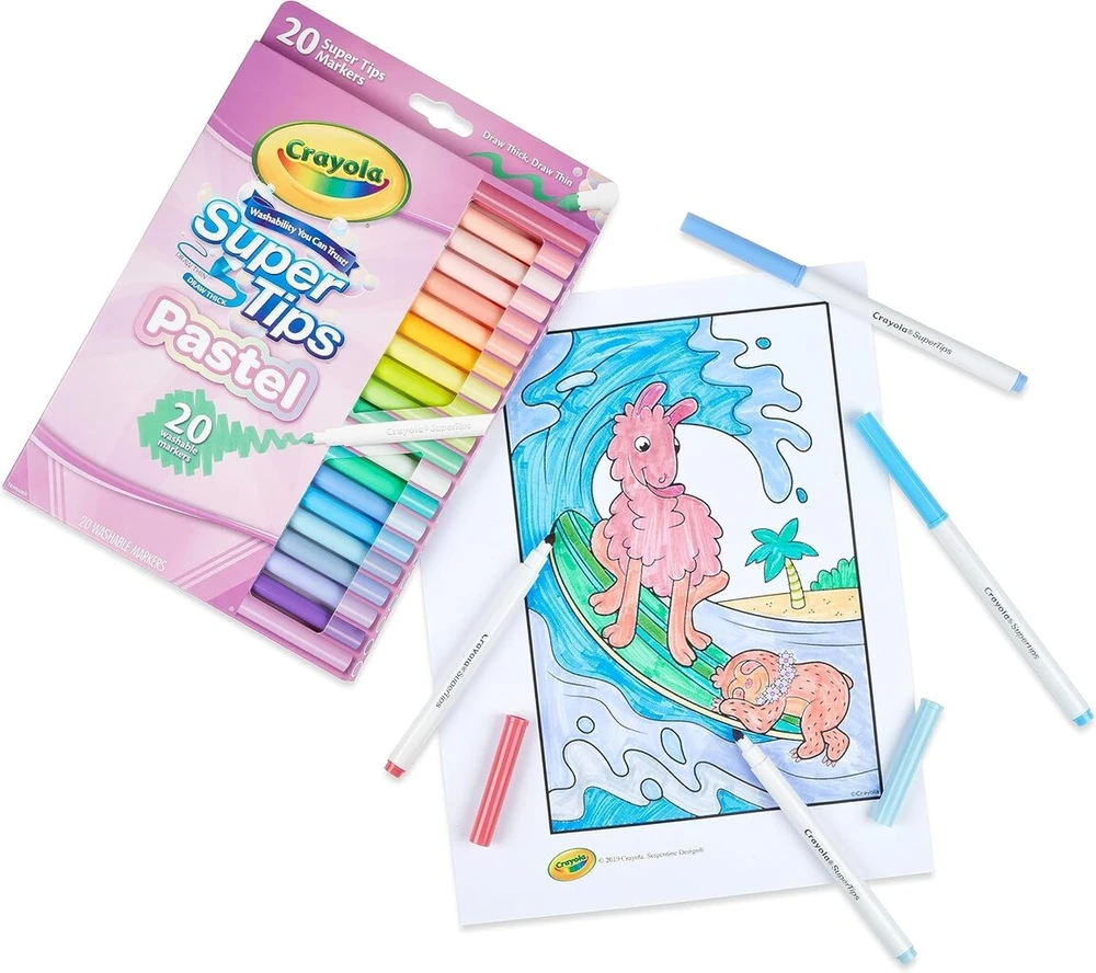 Crayola, Inc. Crayola Super Tips pasteliniai flomasteriai, 20 spalvų