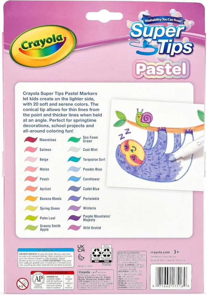 Crayola, Inc. Crayola Super Tips pasteliniai flomasteriai, 20 spalvų