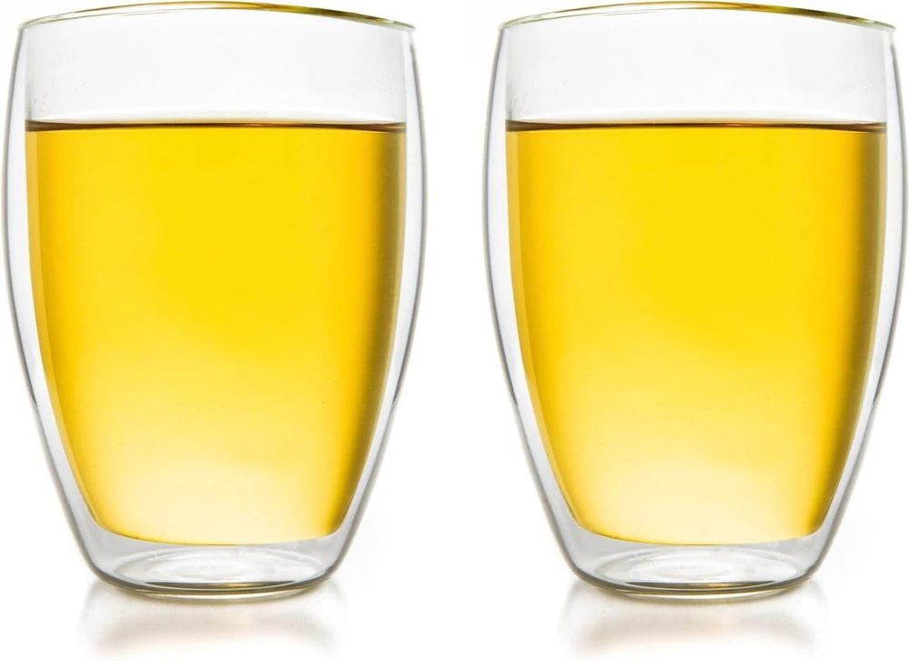 Creano termostiklinės su dvigubomis sienelėmis 250 ml, 2 vnt. rinkinys, didelės karščiui atsparios borosilikatinio stiklo stiklinės (dg-hoch)