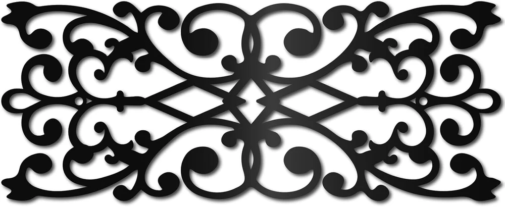 Creatcabin gėlėta metalinė sienos dekoracija, juodas metalinis sienos menas, rustikalus, tuščiaviduris, stačiakampė geležinė gėlės pakabinama sienos skulptūra, mandala sienos dekoracija svetainei, namams, biurui, sodui, balkonui