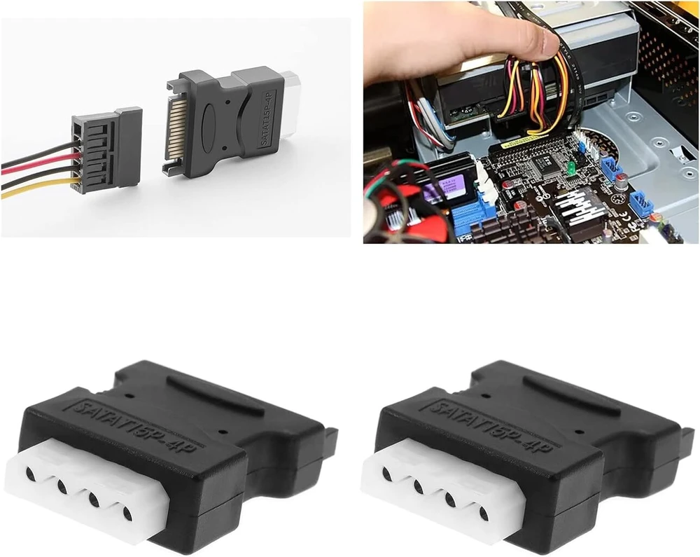 Create idea 2 vnt. 4 kontaktų female ide molex į sata 15 kontaktų male adapteris konverteris molex į sata maitinimo šaltinio priedai, skirti power hdd/ssd/dvd rw/kietajam diskui