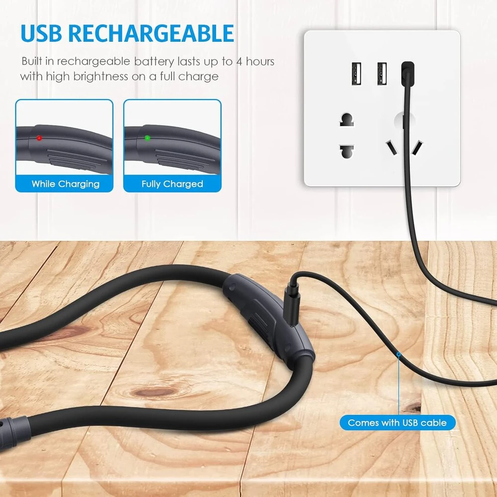 Criacr kaklo skaitymo lempa knygai, 3 spalvos ir reguliuojamas ryškumas, led knygos lempa, įkraunama usb led pakabinama lempa skaitymui, mezgimui, stovyklavimui, bėgiojimui, remontui