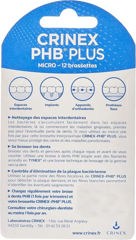 Dantų šepetėlis Crinex Phb Plus Micro Plus 0.9 12 tarpdančių šepetėlių