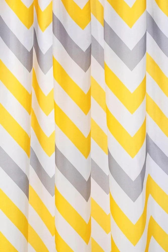 Croydex geltona ir pilka Chevron tekstilinė dušo užuolaida su Hygiene 'n' Clean