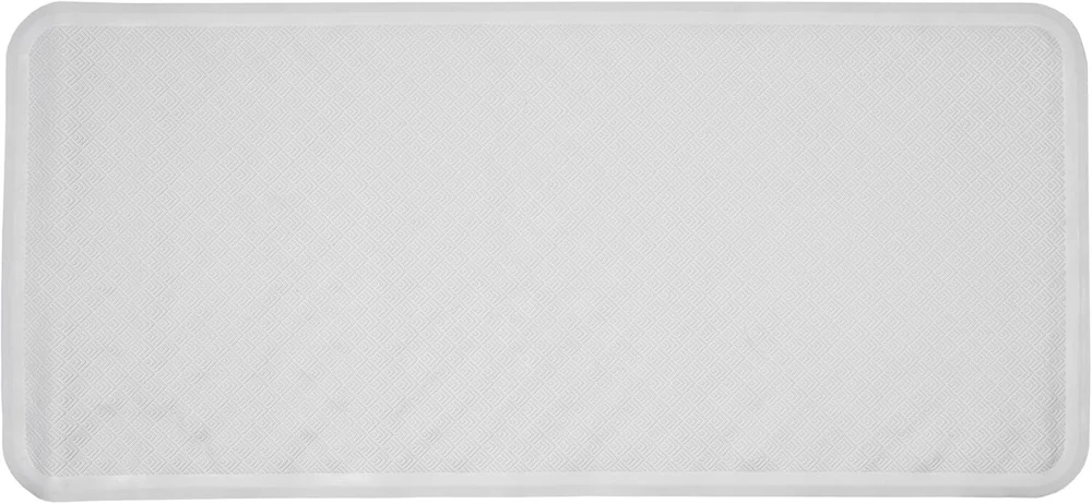 Croydex Hygiene 'n' Clean neslystantis, didelis natūralaus kaučiuko vonios kilimėlis su siurbtukais, 37 x 90 cm, baltas