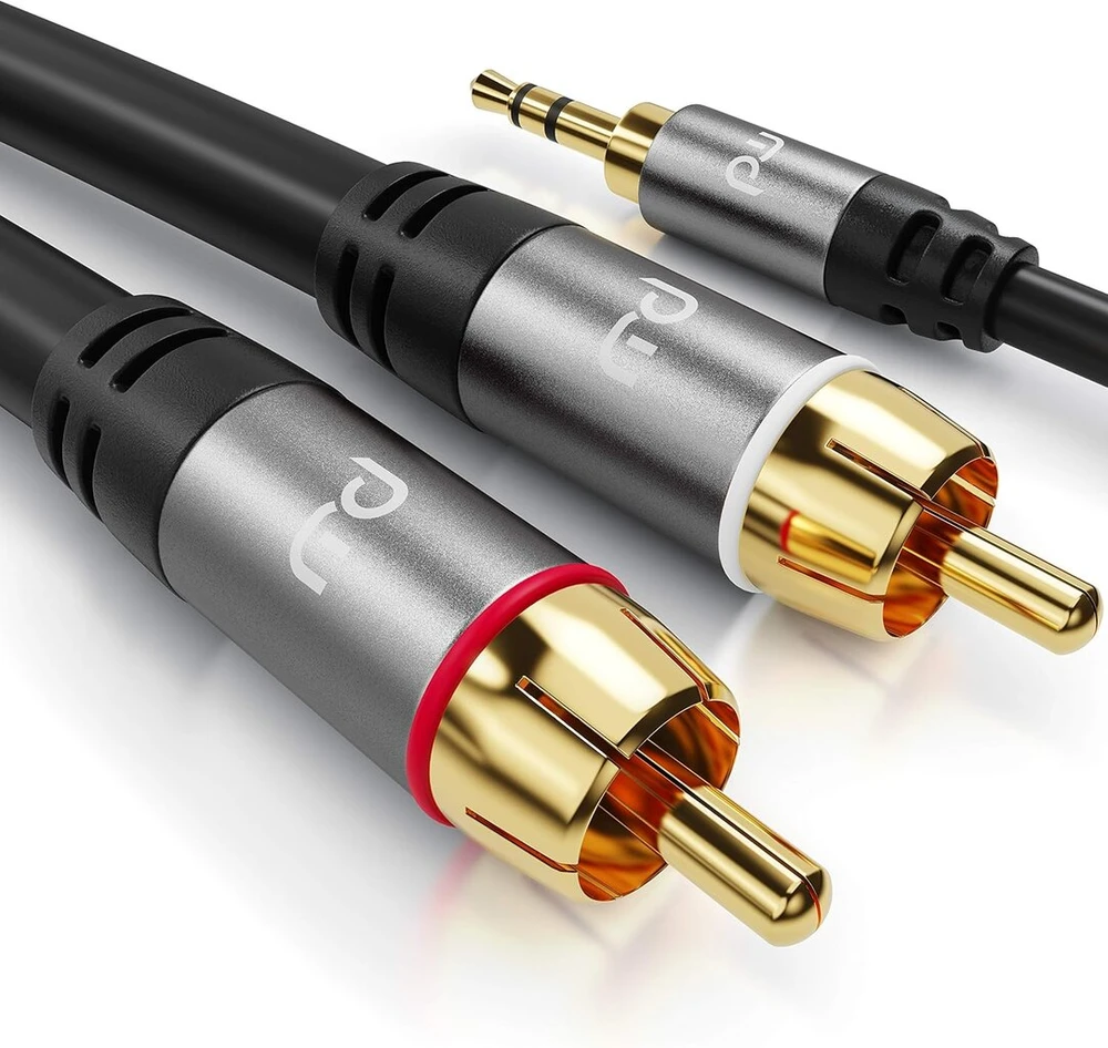 Csl - 1,5 m Rca stereo kabelis 3,5 mm lizdas į 2 x Rca - Aux įvesties audio 3,5 mm lizdo kištukas į 2 x Rca kištukas - metalinis korpusas paauksuotas audio kabelis dvigubai ekranuotas