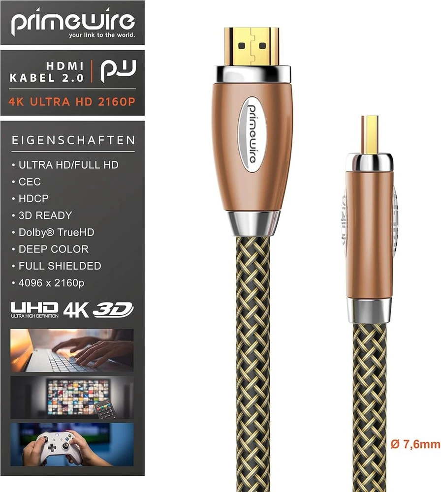 Csl - 5m premium hdmi kabelis 2.0b uhd 4k - didelis greitis su ethernet - hdmi 2.0b 2.0a 2.0 1.4a - 4k ultra hd 2160p full hd 1080p - trigubai ekranuotas kabelis - 3d arc cec - vario dizainas