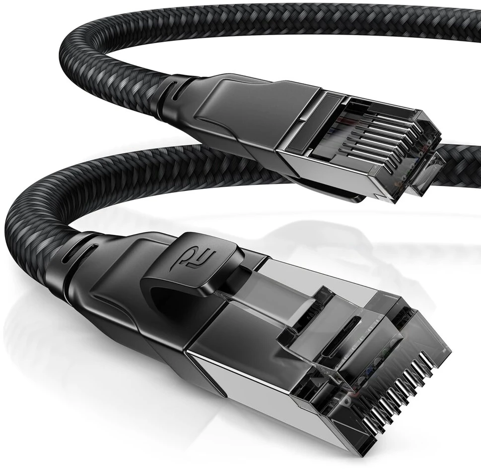 Csl Cat 8.1 tinklo kabelis 40 Gbit/s, 0.25m, juodas, su medvilnės apvalkalu