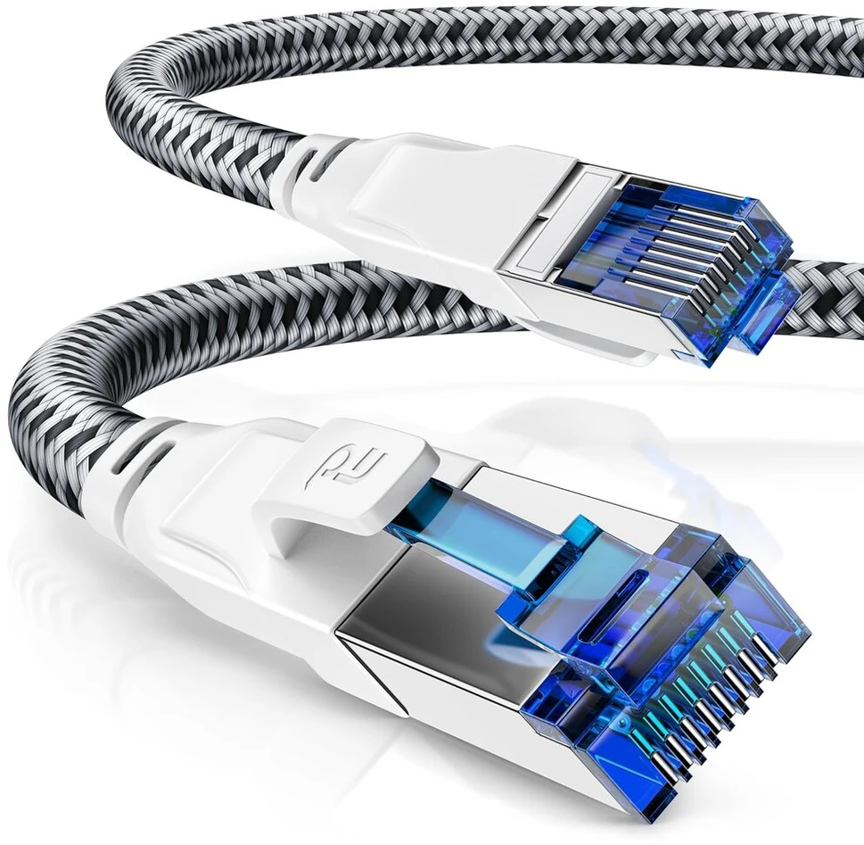 Csl Cat.8 tinklo kabelis 40 Gbps, medvilninis apvalkalas, Rj45