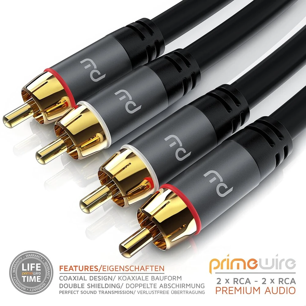 Csl Stereo Rca Audio Kabelis 1.5m, 2x Rca-2x Rca, Paauksuoti Metaliniai Kištukai