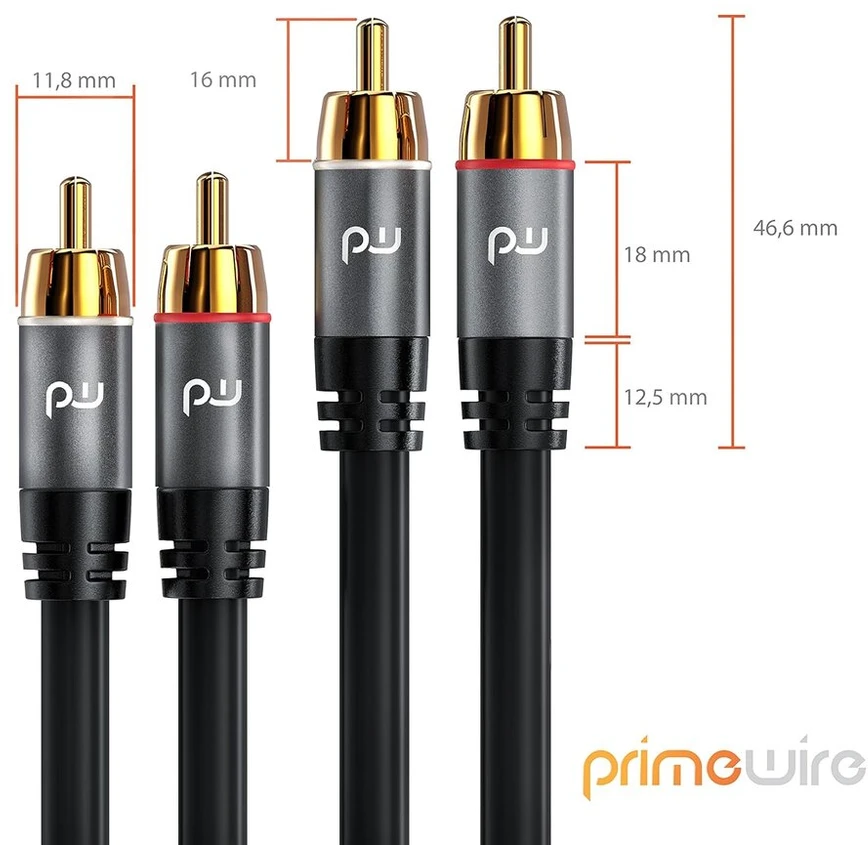 Csl Stereo Rca Audio Kabelis 1.5m, 2x Rca-2x Rca, Paauksuoti Metaliniai Kištukai