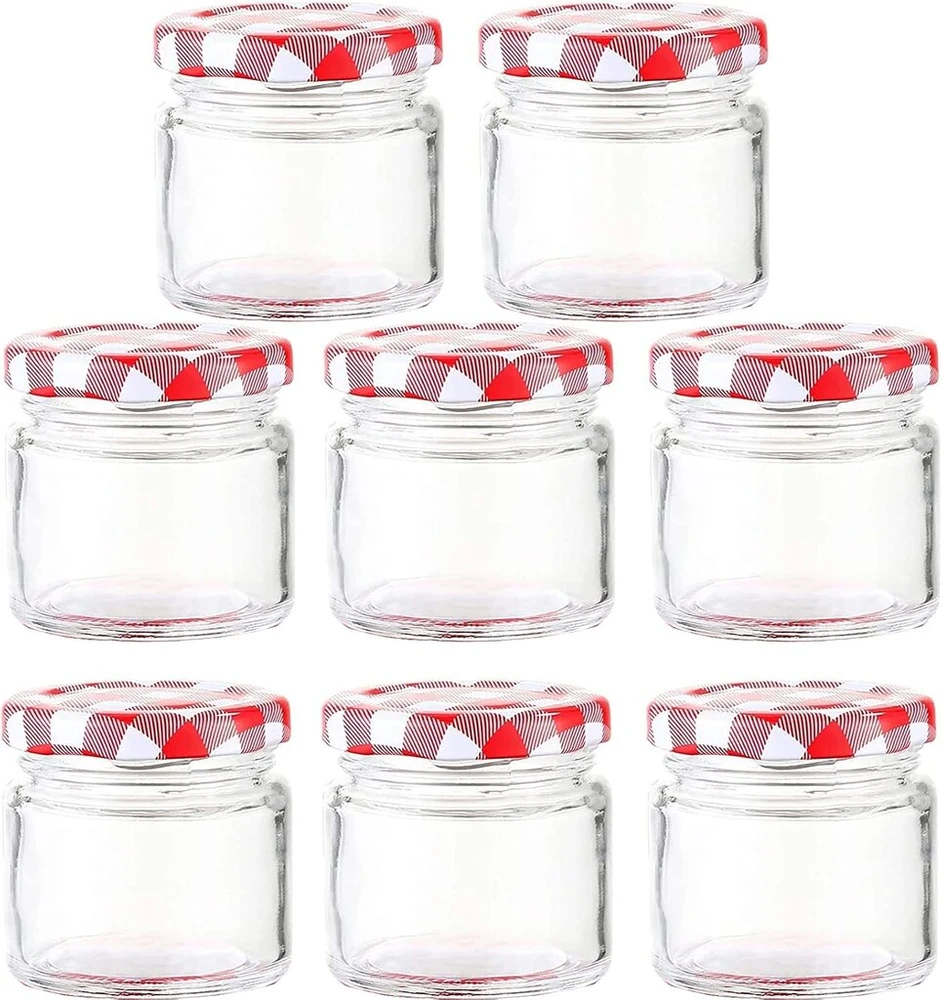 Ctforest 8 stiklainių rinkinys uogienei, stiklainis medui, skaidrus stiklainis uogienei, tinkamas saldainiams, uogienėms, vaisių konservams (100 ml)