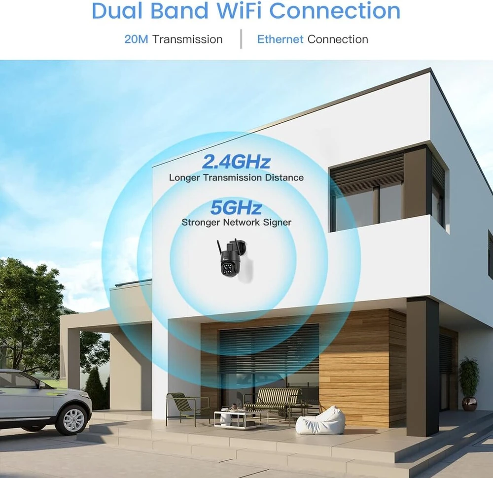 Ctronics 2.5k 4mp 6x Hibridinis Priartinimas Lauko Stebėjimo Kamera Wifi 2.4/5ghz, Ip Lauko Kamera su Automatiniu Priartinimo Sekimu, Dvigubas Objektyvas, Žmonių Aptikimas 355° 90° Spalvotas Naktinis Matymas Dvipusis Garsas Pc