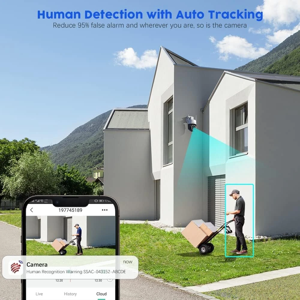 Ctronics 3g/4g Lte lauko stebėjimo kamera su sim kortele Ptz Ip kamera lauko 355°/90° pasukama asmens aptikimas ir automatinis sekimas spalvotas naktinis matymas 2 krypčių garsas Tf kortelės lizdas Ip66